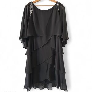 Formal Flowy Embellished Layered Cocktail Dress